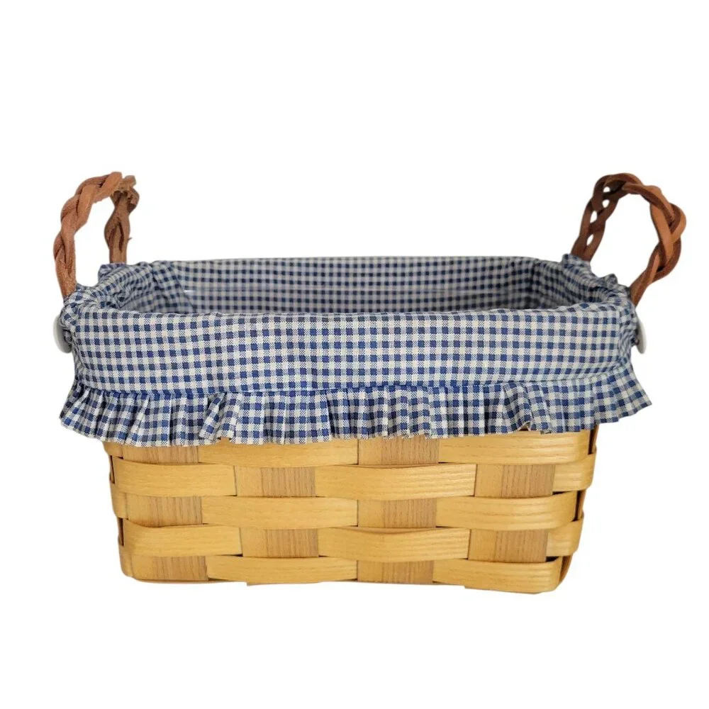 Peterboro Basket Co Braided Leather Handles Basket w Plastic insert 10